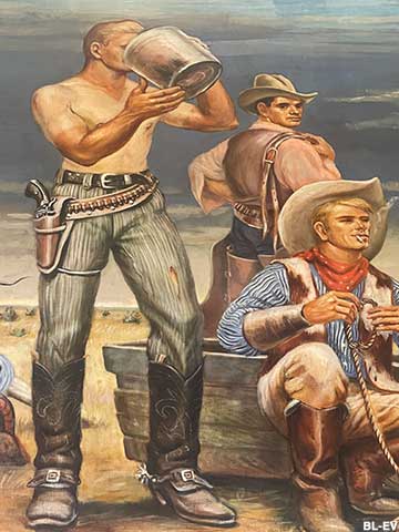 Beefcake Cowboys WPA Mural.